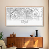 Garland City Map, Texas Map, Map Art, Minimalist Art, Wall Art, Canvas Art, Western Décor, Rustic Farmhouse Décor, Best Friend Gift, Office