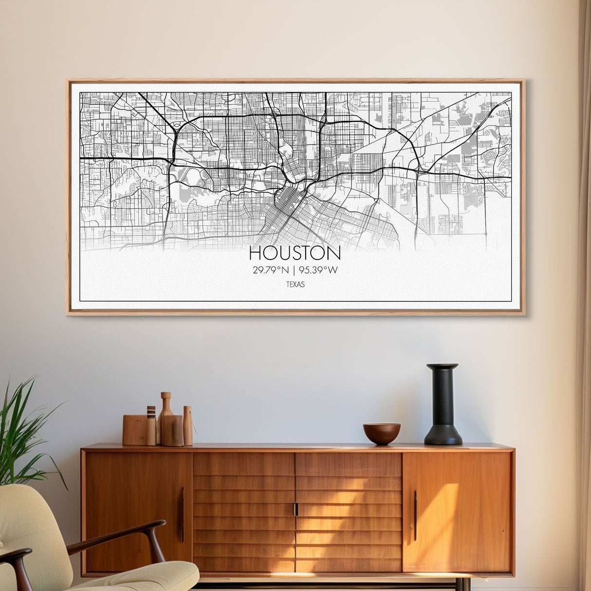 Houston City Map, Texas Map, Map Art, Modern Art, Wall Art, Canvas Art, Western Wall Art, Country Décor, Texas Wall Art, Anniversary Gift