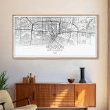 Houston City Map, Texas Map, Map Art, Modern Art, Wall Art, Canvas Art, Western Wall Art, Country Décor, Texas Wall Art, Anniversary Gift