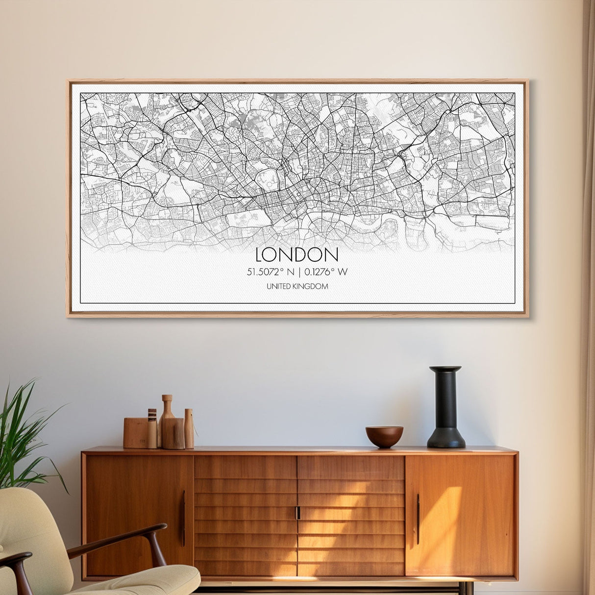 London City Map, England Map, Map Art, Modern Art, Wall Art, Canvas Art, Dorm Room Décor, Beach House Art, Travel Lover Gift, Home Décor