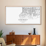 Long Beach City Map, California Map, Map Art, Modern Art, Wall Art, Canvas Art, Beach Home Wall Art, Gift For Her, College Apartment Art