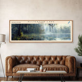 Alligator Lake Florida Panoramic Framed Canvas Print, Lake House Decor, Tropical Landscape, Travel Poster, Wall Art, Scenic Painting