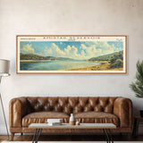 Amistad Reservoir Texas Panoramic Framed Canvas Print, Lake House Decor, Modern Art, Travel Poster, Scenic View, Water Reflection