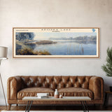 Apopka Lake Panoramic Framed Canvas Print, Lake House Art, Vintage Style, Travel Poster, Nature Scene, Scenic Artwork