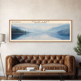 Atlin Lake Panoramic Framed Canvas Print, Lake House Decor, Minimalist Art, Travel Poster, Scenic View, Nature Wall Art