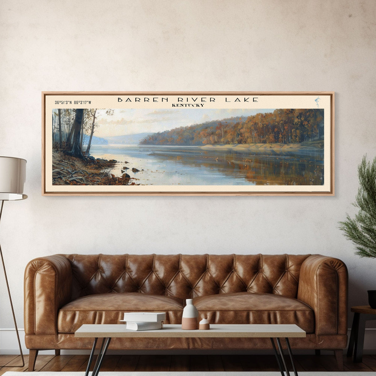 Barren River Lake Kentucky Framed Canvas Print, Panoramic Lake House Decor, Scenic View, Travel Poster, Rustic Art, Nature Scene