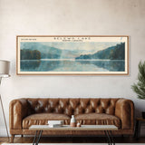 Belews Lake North Carolina Panoramic Framed Canvas Print, Lake House Decor, Scenic View, Travel Poster, Minimalist Art, Home Decor