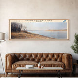 Conestoga Lake Nebraska Framed Canvas Print, Panoramic Lake House Decor, Wide Wall Art, Travel Poster, Modern Lake Painting, Nature Art