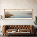 Conway Lake New Hampshire Framed Canvas Print, Lake House Decor, Panoramic Wide Art, Travel Poster, Rustic Lake Painting, Home Decor