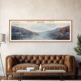 Deep Creek Lake Maryland Framed Canvas Print, Lake House Decor, Panoramic Wall Art, Travel Poster, Modern Lake Painting, Nature Art