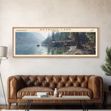 Detroit Lake Oregon Framed Canvas Print, Lake House Decor, Panoramic Wall Art, Travel Poster, Rustic Lake Painting, Nature Art