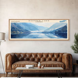 Donner Lake California Framed Canvas Print, Lake House Decor, Panoramic Wall Art, Travel Poster, Modern Lake Painting, Nature Art