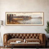 East Reservoir Ohio Framed Canvas Print, Lake House Art, Panoramic Wall Art, Travel Poster, Modern Lake Painting, Nature Art