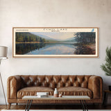 Echo Lake Montana Framed Canvas Print, Panoramic Lake House Decor, Wall Art, Travel Poster, Modern Lake Painting, Nature Art