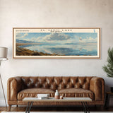 El Vado Lake New Mexico Framed Canvas Print, Lake House Art, Panoramic Travel Poster, Wall Art, Modern Lake Painting, Home Decor