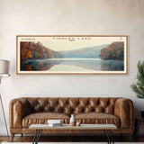 Findley Lake Ohio Framed Canvas Print, Lake House Art, Panoramic Travel Poster, Wall Art, Vibrant Lake Painting, Home Decor