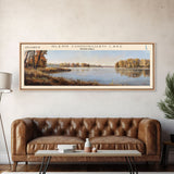 Glenn Cunningham Lake Nebraska Framed Canvas Print, Lake House Art, Panoramic Wall Art, Travel Poster, Picturesque Lake Painting, Home Decor