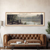 Green Pond New Jersey Framed Canvas Print, Panoramic Lake House Decor, Wall Art, Travel Poster, Tranquil Lake Painting, Nature Art