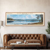 High Rock Lake North Carolina Framed Canvas Print, Panoramic Lake House Decor, Wall Art, Travel Poster, Peaceful Lake Painting, Nature Art