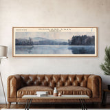 Highland Lake Connecticut Framed Canvas Print, Lake House Art, Panoramic Wall Art, Travel Poster, Scenic Lake Painting, Home Decor