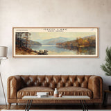 Hyco Lake North Carolina Framed Canvas Print, Lake House Art, Panoramic Wall Art, Travel Poster, Scenic Lake Painting, Home Decor