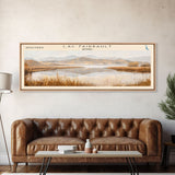 Lac Fairbault Framed Canvas Print, Panoramic Lake House Decor, Wall Art, Travel Poster, Beautiful Lake Painting, Home Decor