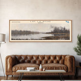 Lac La Biche Lake Blue Ridge Georgia Framed Canvas Print, Lake House Art, Panoramic Wall Art, Travel Poster, Stunning Lake Painting, Nature Art