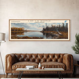 Lac La Ronge Framed Canvas Print, Lake House Art, Panoramic Wall Art, Travel Poster, Captivating Lake Painting, Nature Art