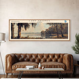 Lake Apopka Florida Framed Canvas Print, Panoramic Lake House Decor, Wall Art, Travel Poster, Stunning Lake Painting, Nature Art