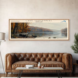 Lake Centennial Maryland Framed Canvas Print, Panoramic Lake House Decor, Wall Art, Travel Poster, Serene Lake Painting, Nature Art