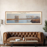 Lake Darling North Dakota Framed Canvas Print, Lake House Decor, Panoramic Wall Art, Travel Poster, Serene Lake Painting, Home Art