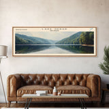 Lake Gerar Delaware Framed Canvas Print, Lake House Decor, Panoramic Wall Art, Travel Poster, Beautiful Lake Painting, Home Art