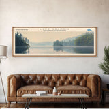 Lake Grandin Framed Canvas Print, Lake House Decor, Panoramic Wall Art, Travel Poster, Serene Lake Painting, Nature Art