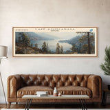 Lake Koocanusa Montana Framed Canvas Print, Lake House Decor, Panoramic Wall Art, Travel Poster, Serene Lake Painting, Nature Art