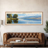 Lake Lahontan Nevada Framed Canvas Print, Lake House Decor, Panoramic Wall Art, Travel Poster, Beautiful Lake Painting, Home Art