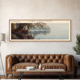 Lake Leelanau Michigan Framed Canvas Print, Lake House Decor, Panoramic Wall Art, Travel Poster, Serene Waterscape Painting, Rustic Art