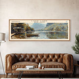 Lake Lure North Carolina Framed Canvas Print, Lake House Decor, Panoramic Wall Art, Travel Poster, Peaceful Lakeside Painting, Boho Art