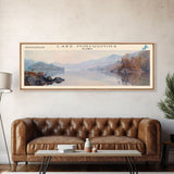 Lake Minchumina Framed Canvas Print, Lake House Decor, Panoramic Wall Art, Travel Poster, Serene Landscape Painting, Bedroom Decor