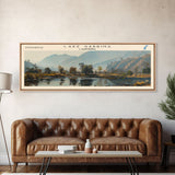 Lake Sabrina California Framed Canvas Print, Lake House Decor, Panoramic Wall Art, Travel Poster, Serene Landscape Painting, Rustic Art