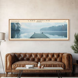 Lake Sinclair Georgia Framed Canvas Print, Lake House Decor, Panoramic Wall Art, Travel Poster, Beautiful Landscape Painting, Modern Art