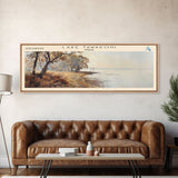 Lake Tawakoni Framed Canvas Print, Lake House Decor, Panoramic Wall Art, Travel Poster, Serene Landscape Painting, Modern Art