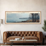 Lake Texoma Oklahoma Framed Canvas Print, Lake House Decor, Panoramic Wall Art, Travel Poster, Beautiful Landscape Painting, Rustic Art