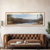 Long Pond Massachusetts Framed Canvas Print, Lake House Decor, Panoramic Wall Art, Travel Poster, Scenic Landscape Painting, Living Room Decor