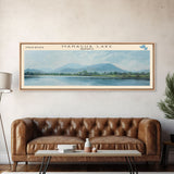 Managua Lake Framed Canvas Print, Lake House Decor, Panoramic Wall Art, Travel Poster, Scenic Landscape Painting, Living Room Decor