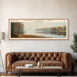 Marsh Creek Lake Pennsylvania Framed Canvas Print, Lake House Decor, Panoramic Wall Art, Travel Poster, Landscape Painting, Modern Art