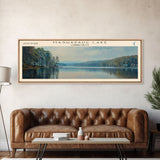 Mashapaug Lake Connecticut Framed Canvas Print, Lake House Decor, Panoramic Wall Art, Travel Poster, Beautiful Landscape Painting, Living Room Decor