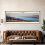 Merritt Reservoir Nebraska Framed Canvas Print, Lake House Decor, Panoramic Wall Art, Travel Poster, Beautiful Landscape Painting, Modern Art