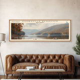 Monksville Reservoir New Jersey Framed Canvas Print, Lake House Decor, Panoramic Wall Art, Travel Poster, Landscape Painting, Bedroom Decor