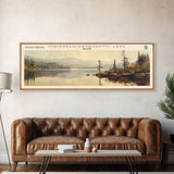 Mooselookmeguntic Lake Maine Framed Canvas Print, Lake House Decor, Panoramic Wall Art, Travel Poster, Landscape Painting, Modern Art