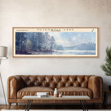 Petenwell Lake Wisconsin Framed Canvas Print, Lake House Decor, Panoramic Travel Poster, Landscape Painting, Modern Art